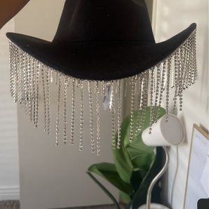 Sparkly fringe black cowboy hat